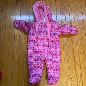 Pink Patterned Baby Snowsuit